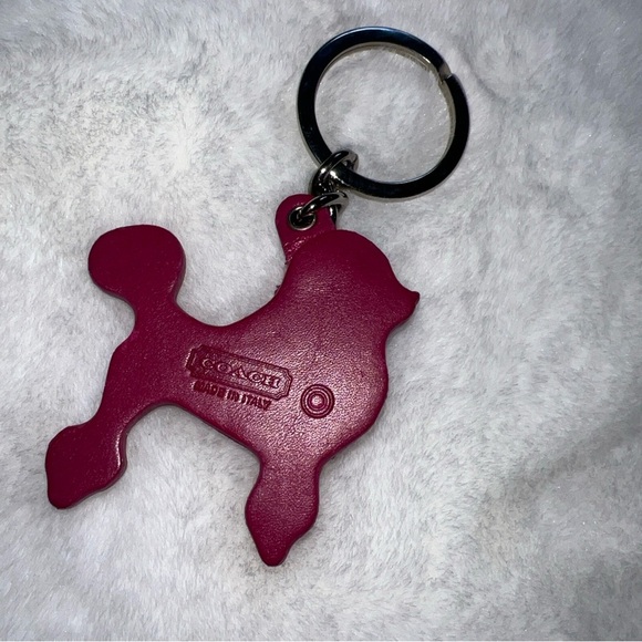 COACH Pink French Poodle Dog Leather Fluffy Keyring Key Fob  Rare Vintage Coach Pink French Poodle Keyring